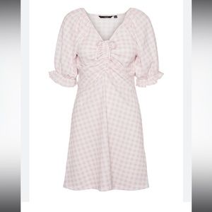Vero Moda Checks Gingham Dress in Snow White W/Parfait Pink
